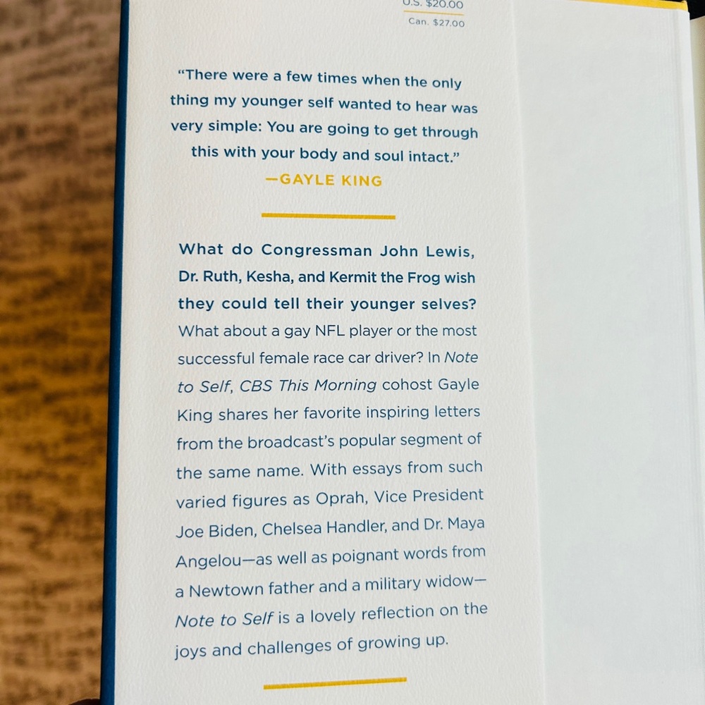 Note to Self Hardcover Gayle King - Inspiring Letters & Wisdom - Picture 3 of 5